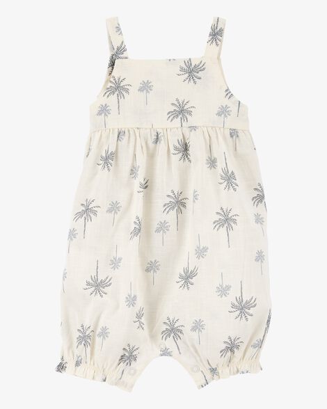 Product image 1 of Baby Girl Palm Tree Cotton Romper - Ivory