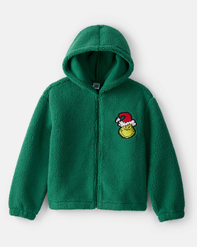 Product image 1 of Girls Dr. Seuss™ The Grinch Sherpa Hooded Zip-Up Jacket - Green