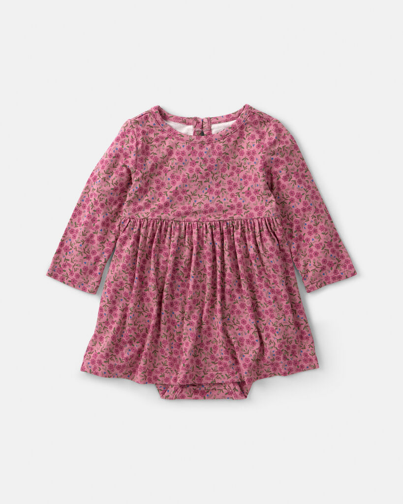 Carter's baby girl floral purelysoft™ long-sleeve bodysuit dress 12M Pink