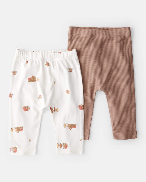 baby barn print purelysoft pull-on pants - brown/white