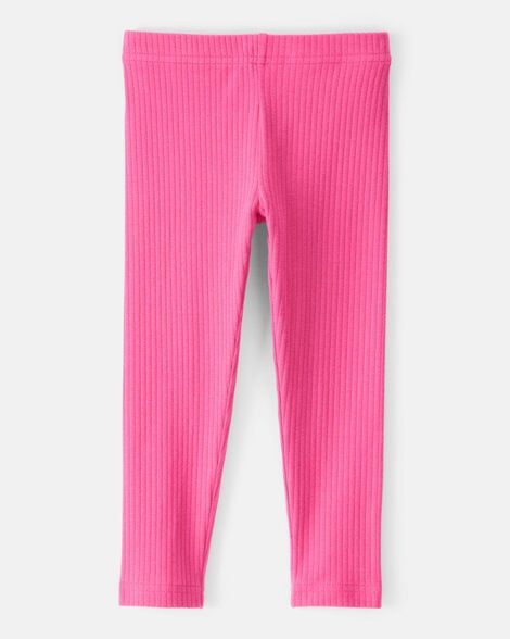 Product image 2 of Toddler Girl Cotton Solid Stretch Leggings - Pink