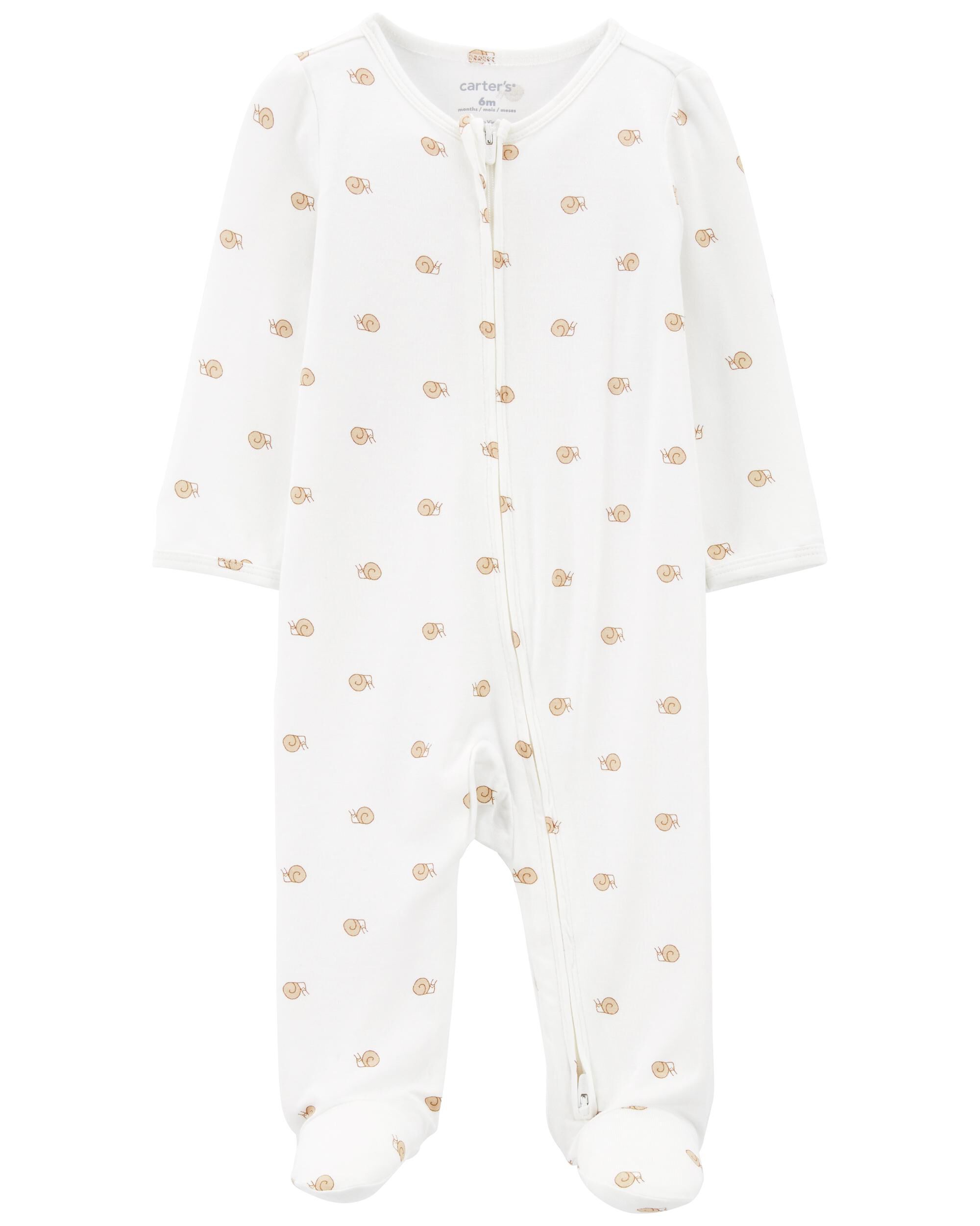 Baby Leaf Print Zip-Up PurelySoft Sleep & Play Pajamas