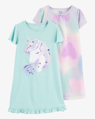 Product image 1 of Kid 2-Pack Unicorn Nightgowns