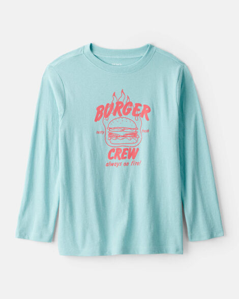 kids burger crew long-sleeve graphic tee - blue