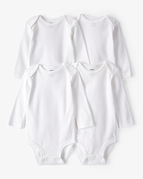 baby 4-pack long-sleeve bodysuits - white