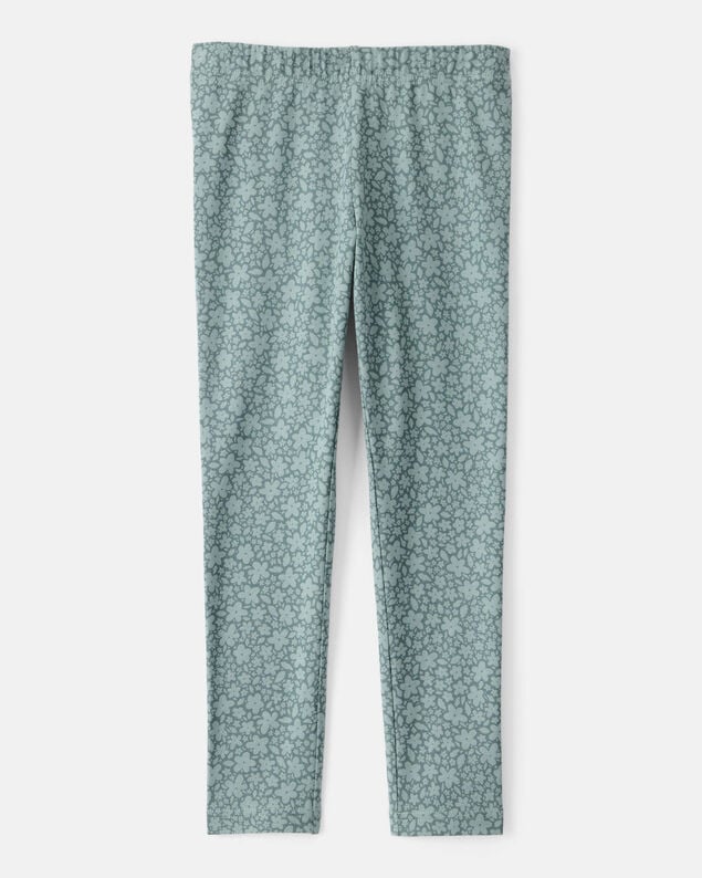 Product image 2 of Girls Floral Cotton Pull-On Stretch Leggings - Green