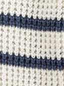 Cream/Navy - Baby Striped Button-Front Sweater Knit Cardigan - Cream, Selected