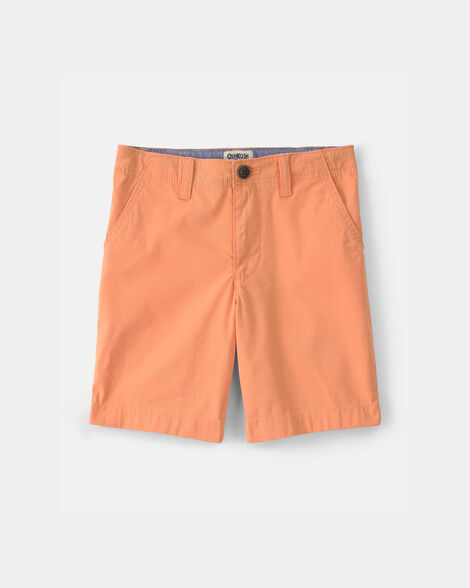 Boys Twill Flat-Front Shorts - Orange