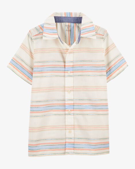  Product image 1 of Boys Short-Sleeve Stripe Button-Down Shirt - Cream