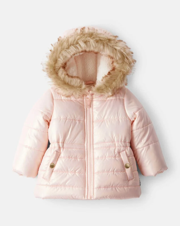 Product image 1 of Baby Girl Hooded Heavyweight Winter Jacket - Pink