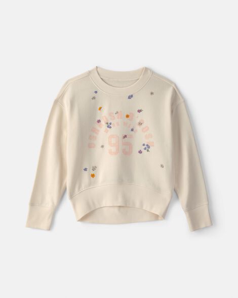 Girls 'OshKosh' Floral French Terry Pullover Sweatshirt - Cream