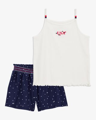 Product image 1 of Kid 2-Piece 4th Of July USA Tank & Flowy Pull-On Shorts Set - White/Navy