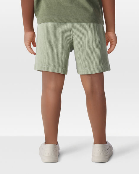 Product image 3 of Toddler Waffle Knit Drawstring Shorts - Green