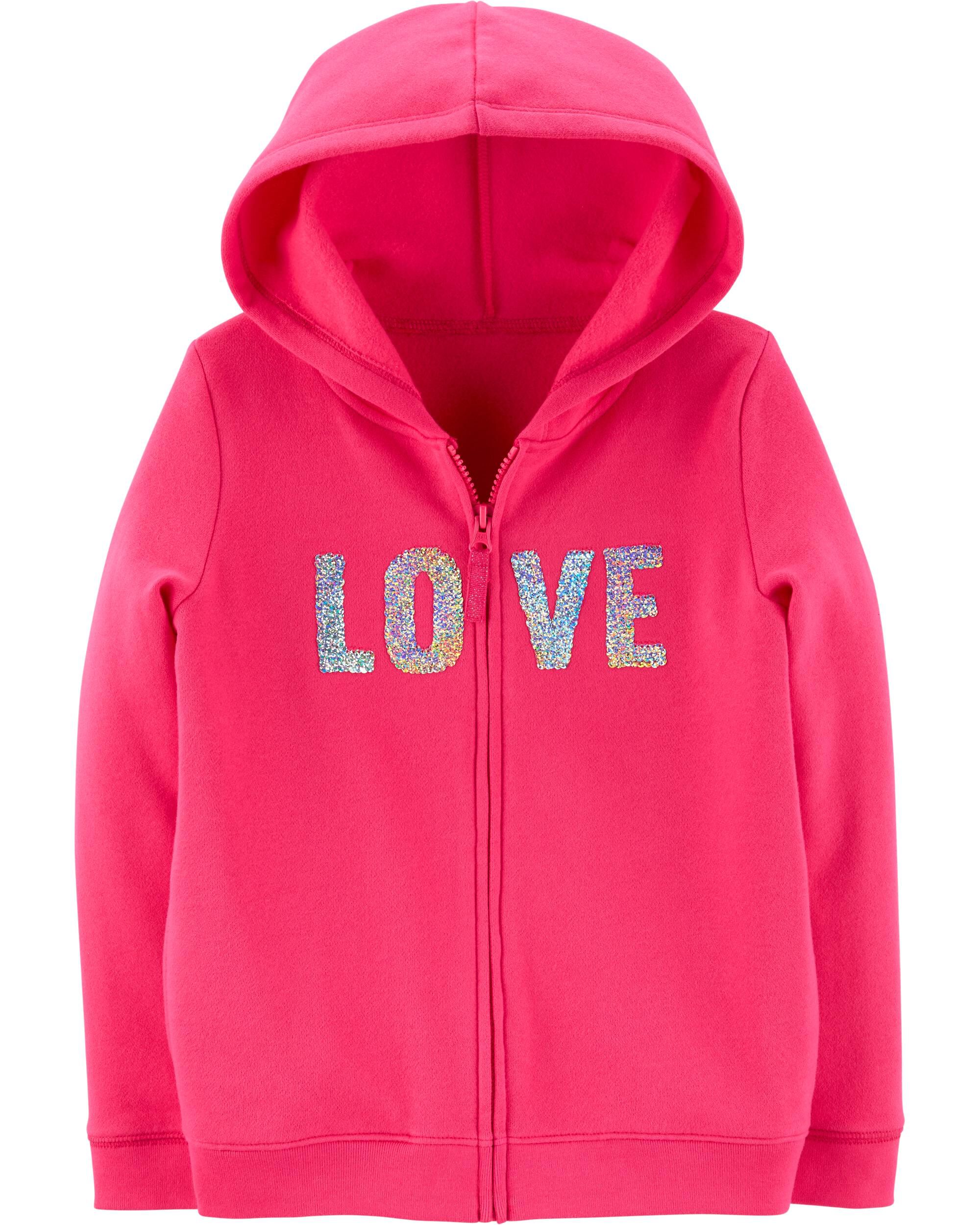 Girls Unicorn Sequin Sherpa Fleece Hoodie