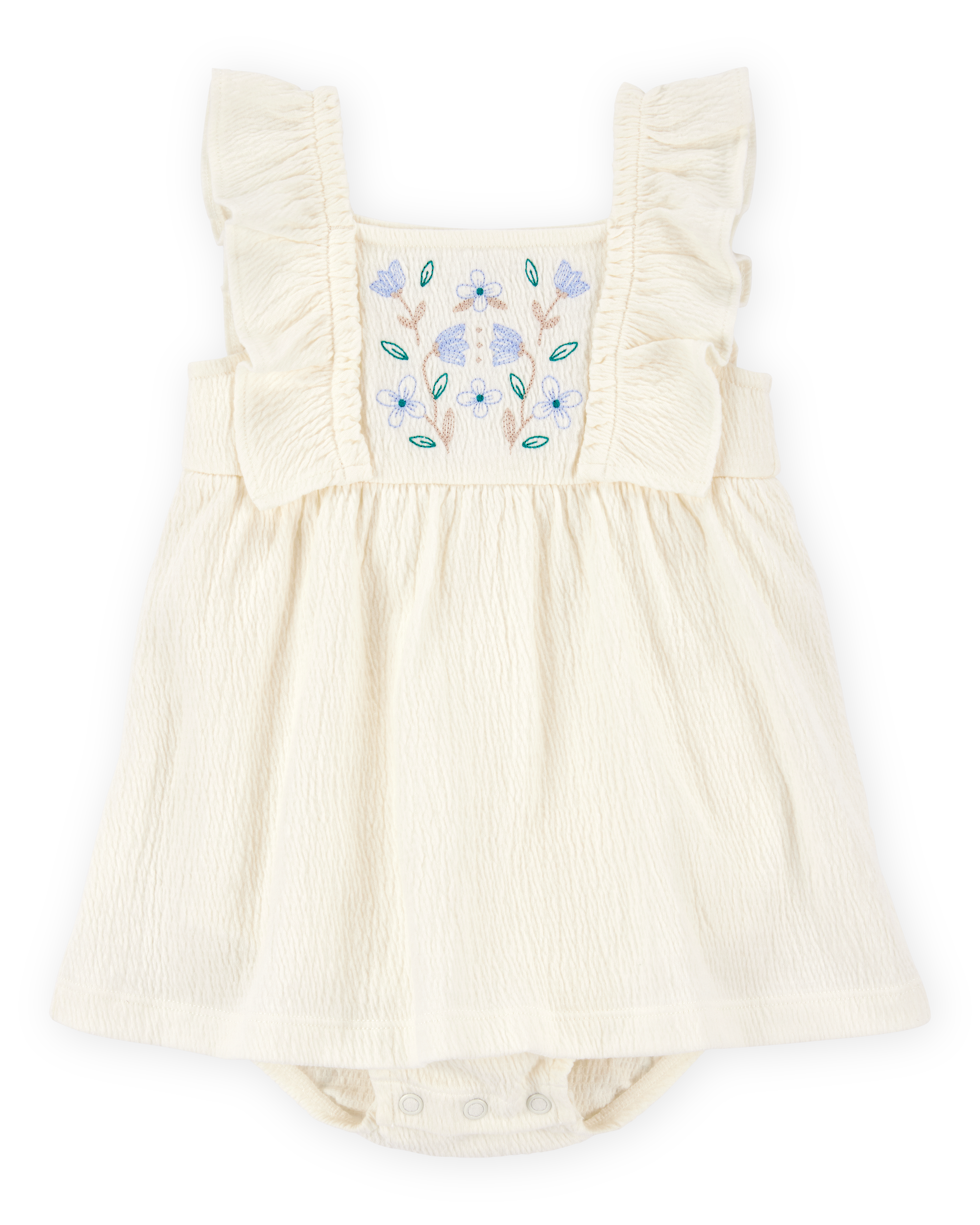 Baby Floral Flutter Bodysuit Dress - Ivory