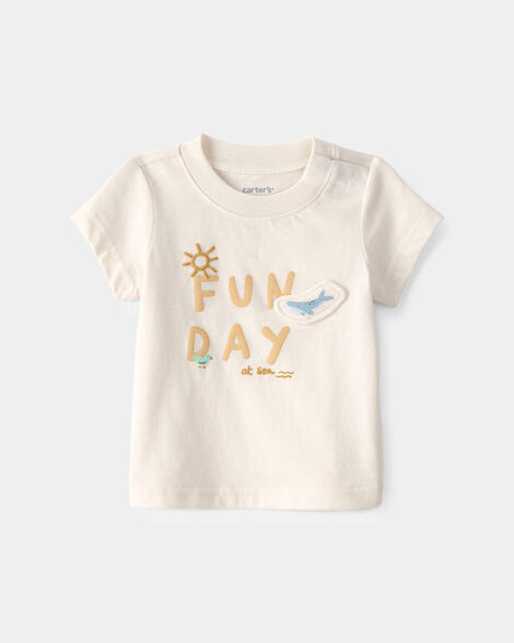 baby 'fun day at sea' graphic tee - ivory