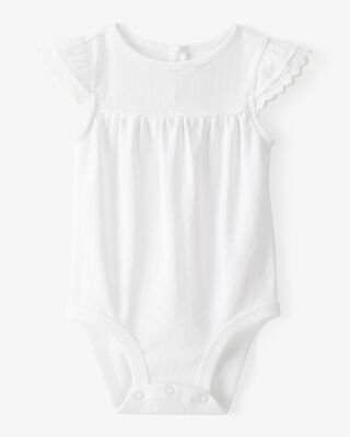 Product image 1 of Baby Pointelle Short-Sleeve Bodysuit - White
