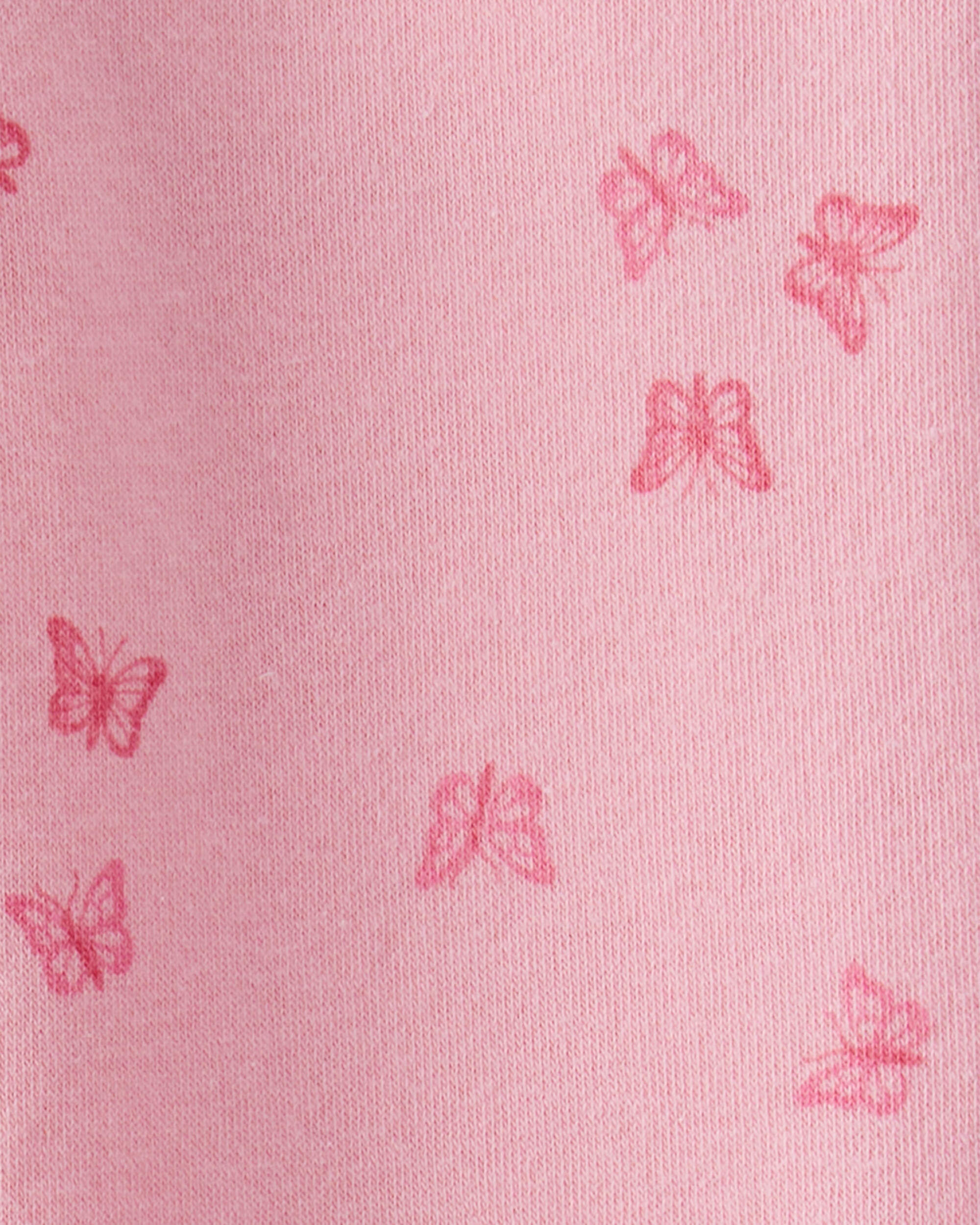 Toddler Butterfly Print Fleece Drawstring Joggers - Pink