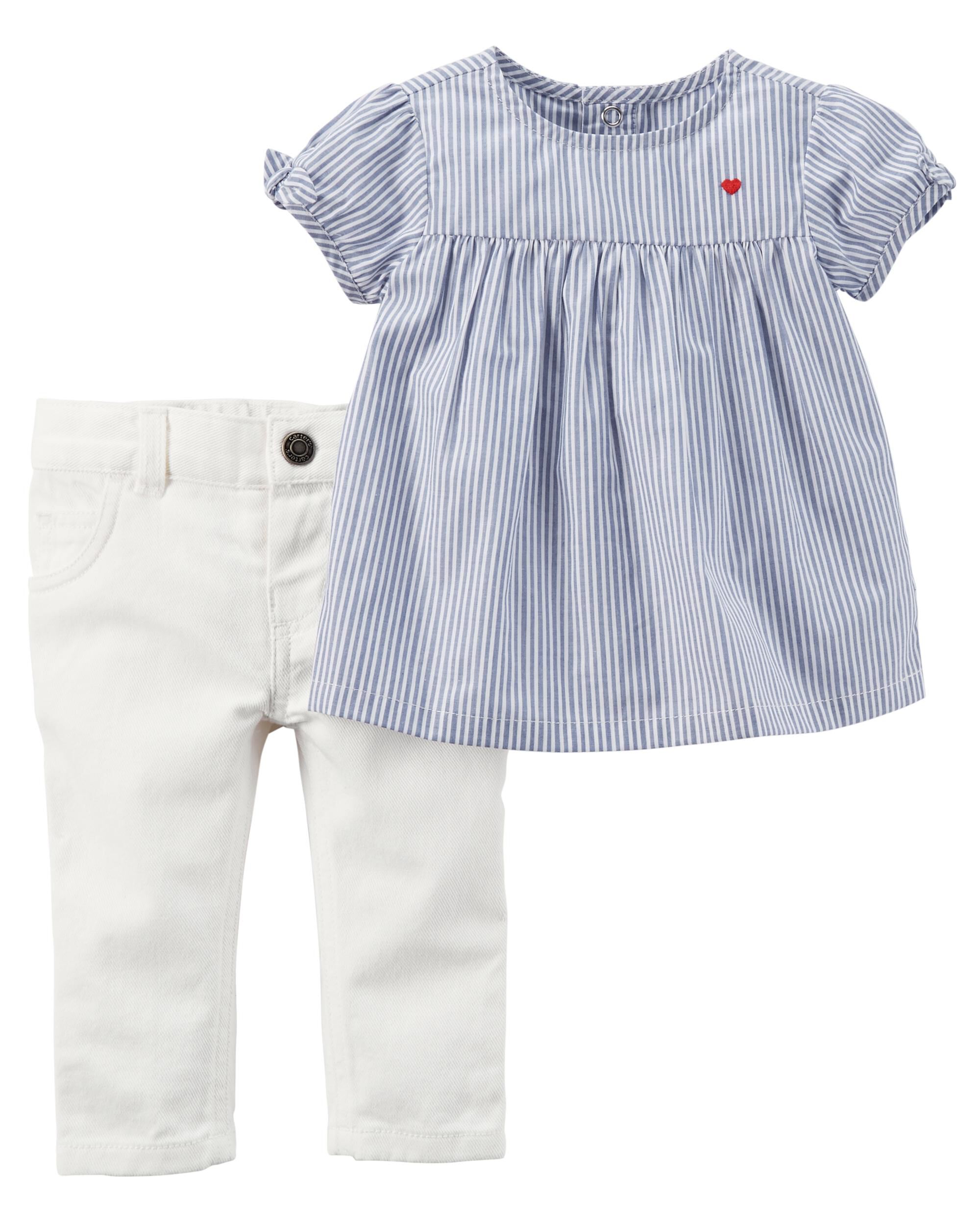carter's blue and white striped dress