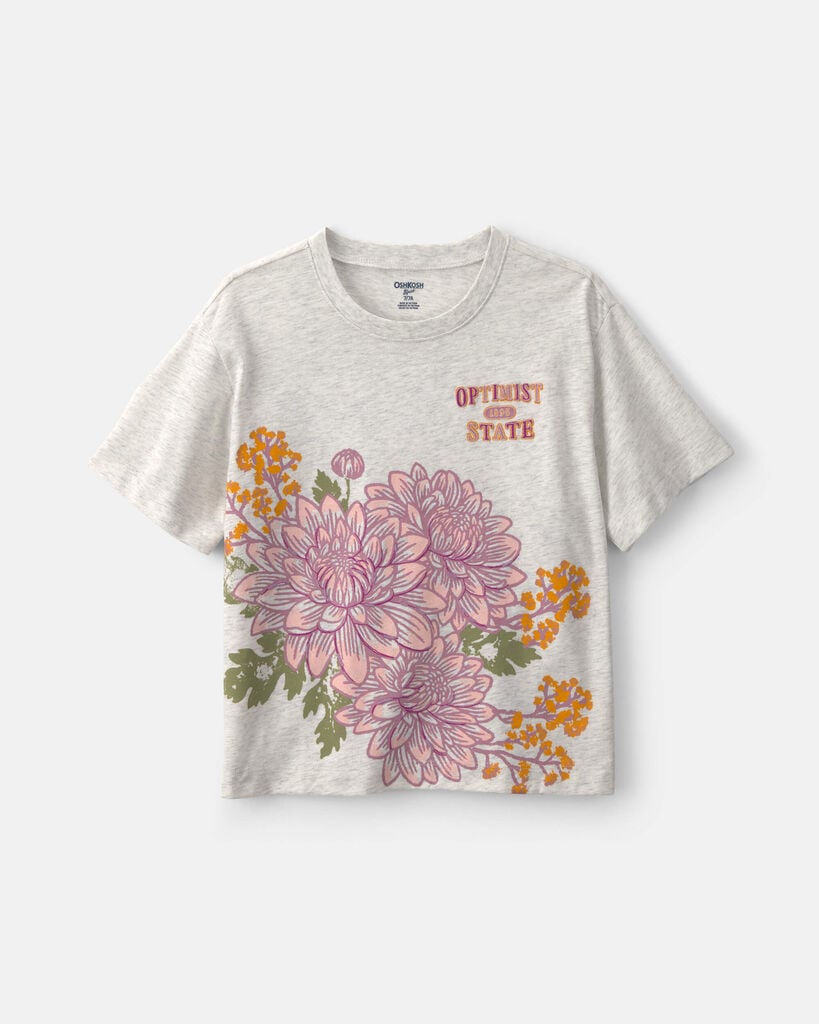OshKosh B'gosh Girls 'Optimist State' Floral Graphic Tee 10 Grey