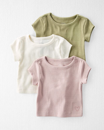 Baby 3-Pack Organic Cotton Rib Snug-Fit T-Shirts