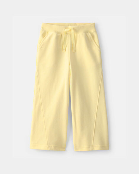 toddler girl french terry wide-leg pants - yellow