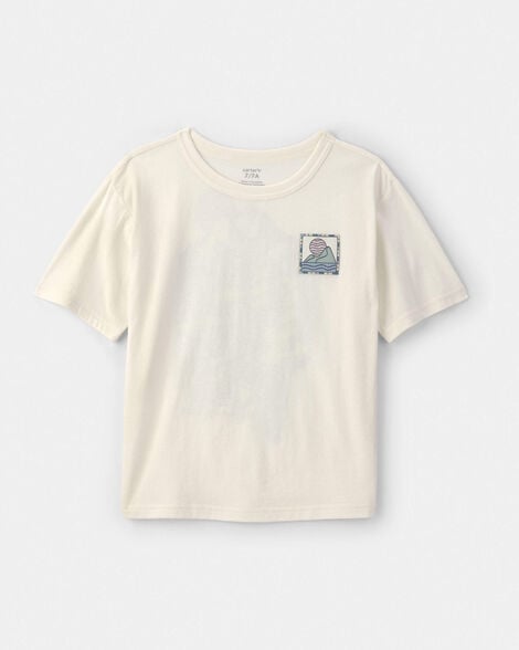 boys landscape graphic tee - cream