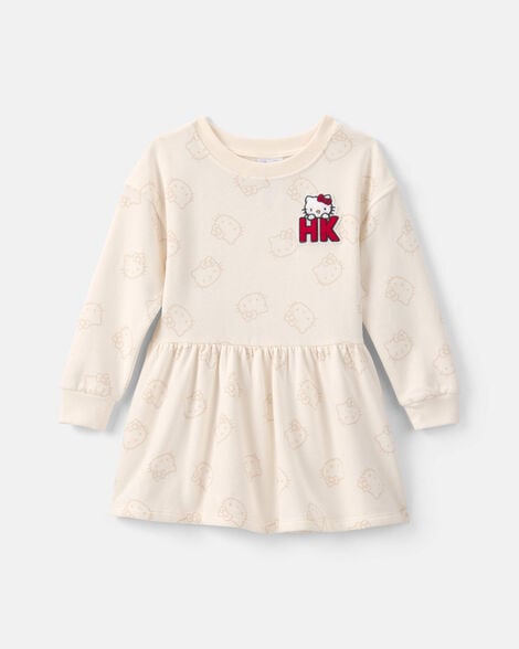 toddler girl hello kitty® heart long-sleeve layered dress - cream