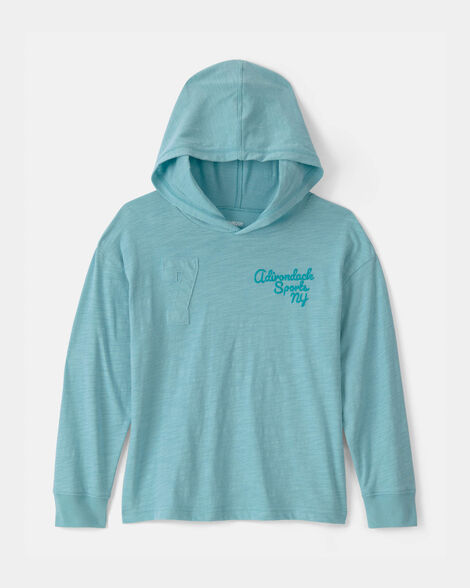 Boys New York Sports Long-Sleeve Hooded Tee - Blue