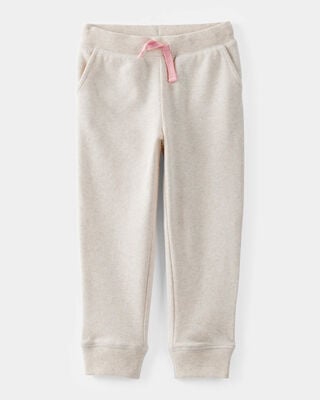 Product image 1 of Toddler Girl Solid Fleece Drawstring Joggers - Oatmeal