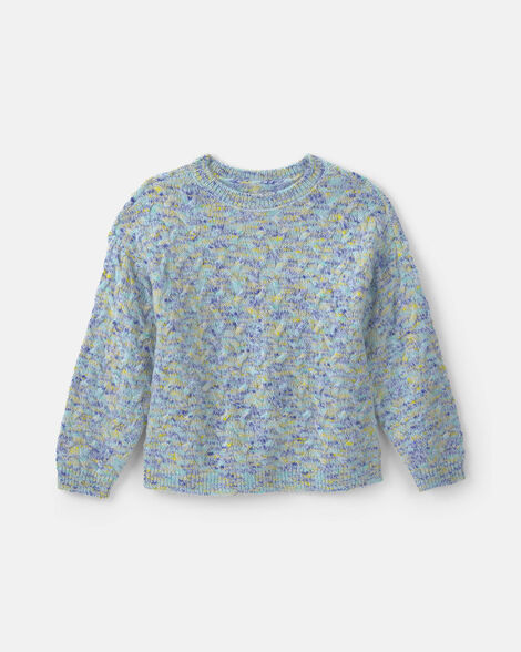 Toddler Girl Confetti Cable Knit Sweater - Blue