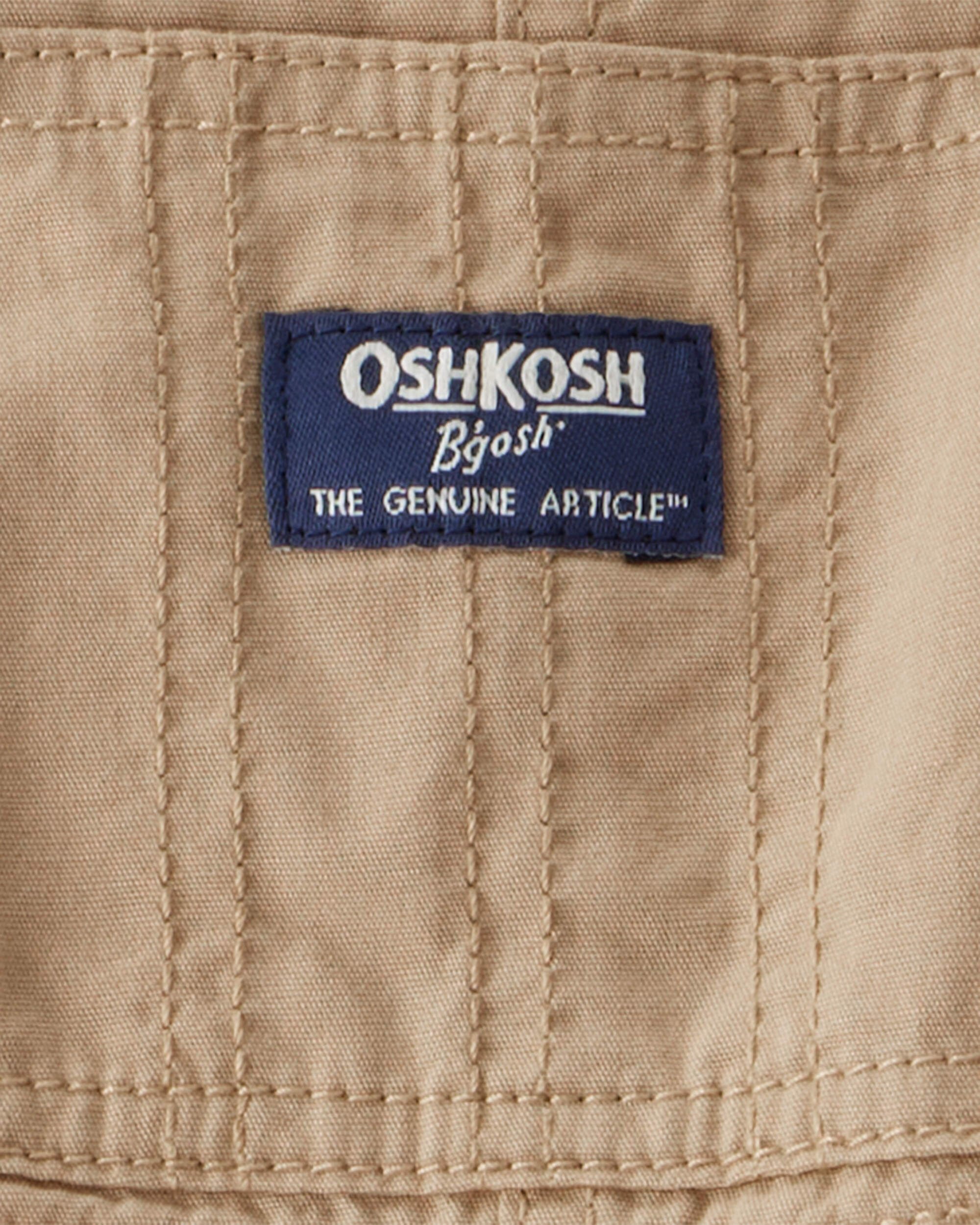 Baby Lightweight Plaid-Lined Canvas Overalls - Khaki