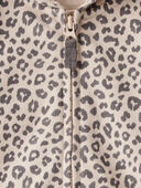 Brown - Baby Girl Cat Leopard Print Cotton Long-Sleeve Hooded Jumpsuit - Brown, Selected