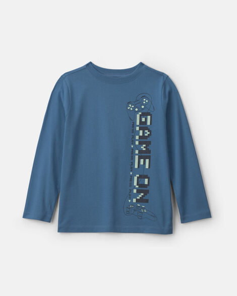 boys 'game on' long-sleeve graphic tee - blue