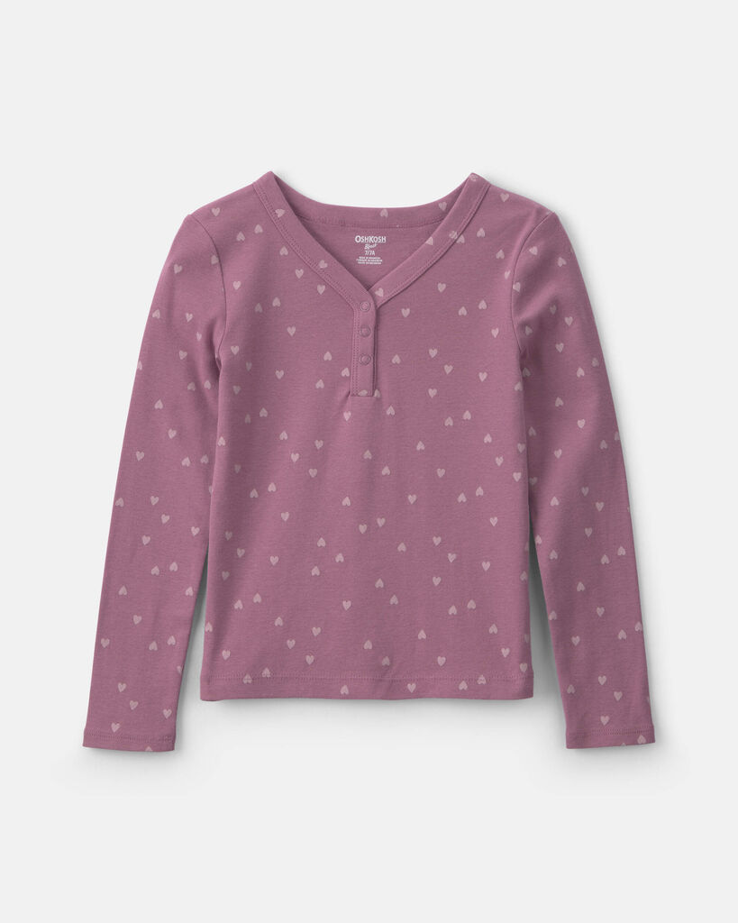 OshKosh B'gosh Girls Heart Long-Sleeve Rib Top 10 Purple