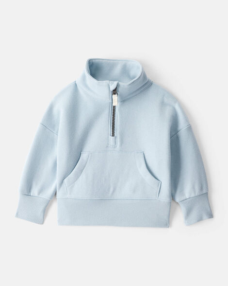 baby girl daydream fleece long-sleeve quarter-zip pullover sweatshirt - blue