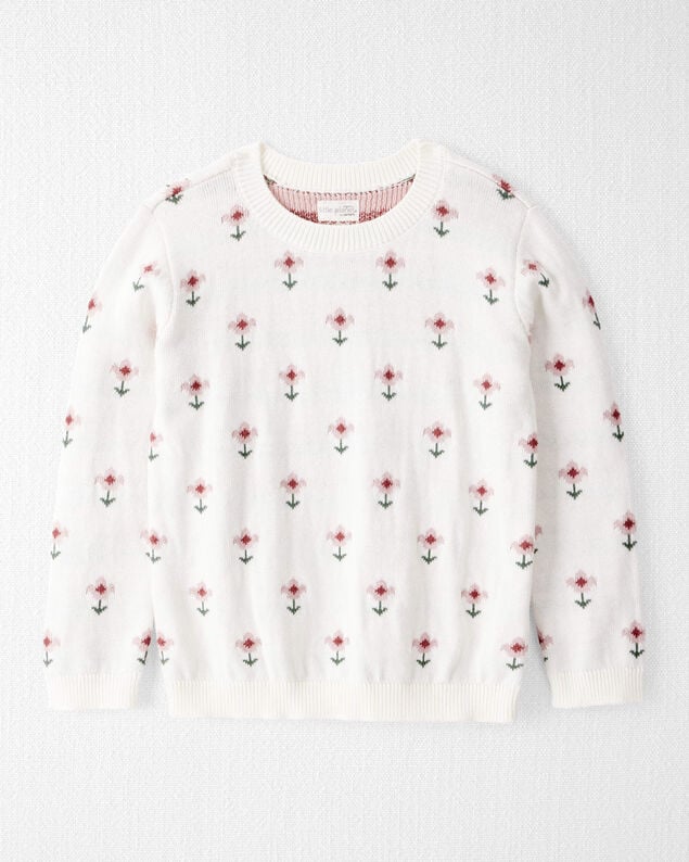 Product image 1 of Girls Organic Cotton Sweater Knit in Wildflower Maze Print