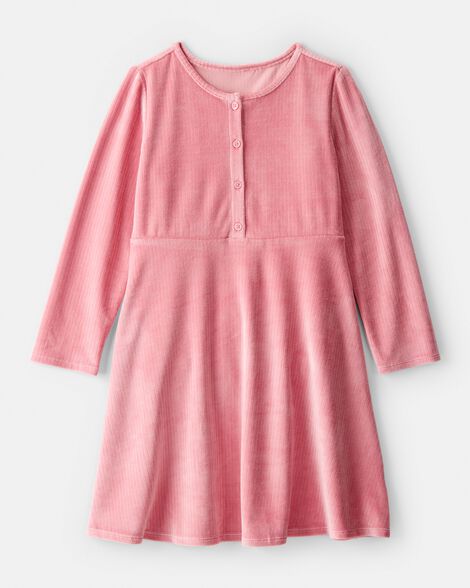 Girls Cozy Rib Dress - Pink