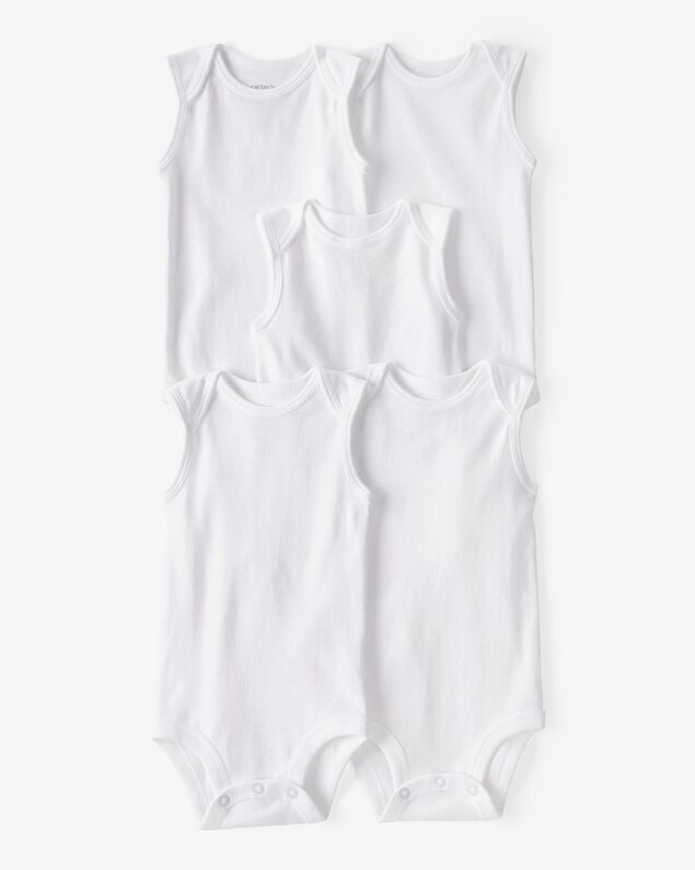 Product image 1 of Baby 5-Pack Sleeveless Bodysuits - White