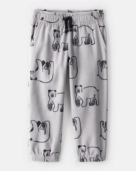 Toddler Boy Polar Bear Fleece Joggers - Grey