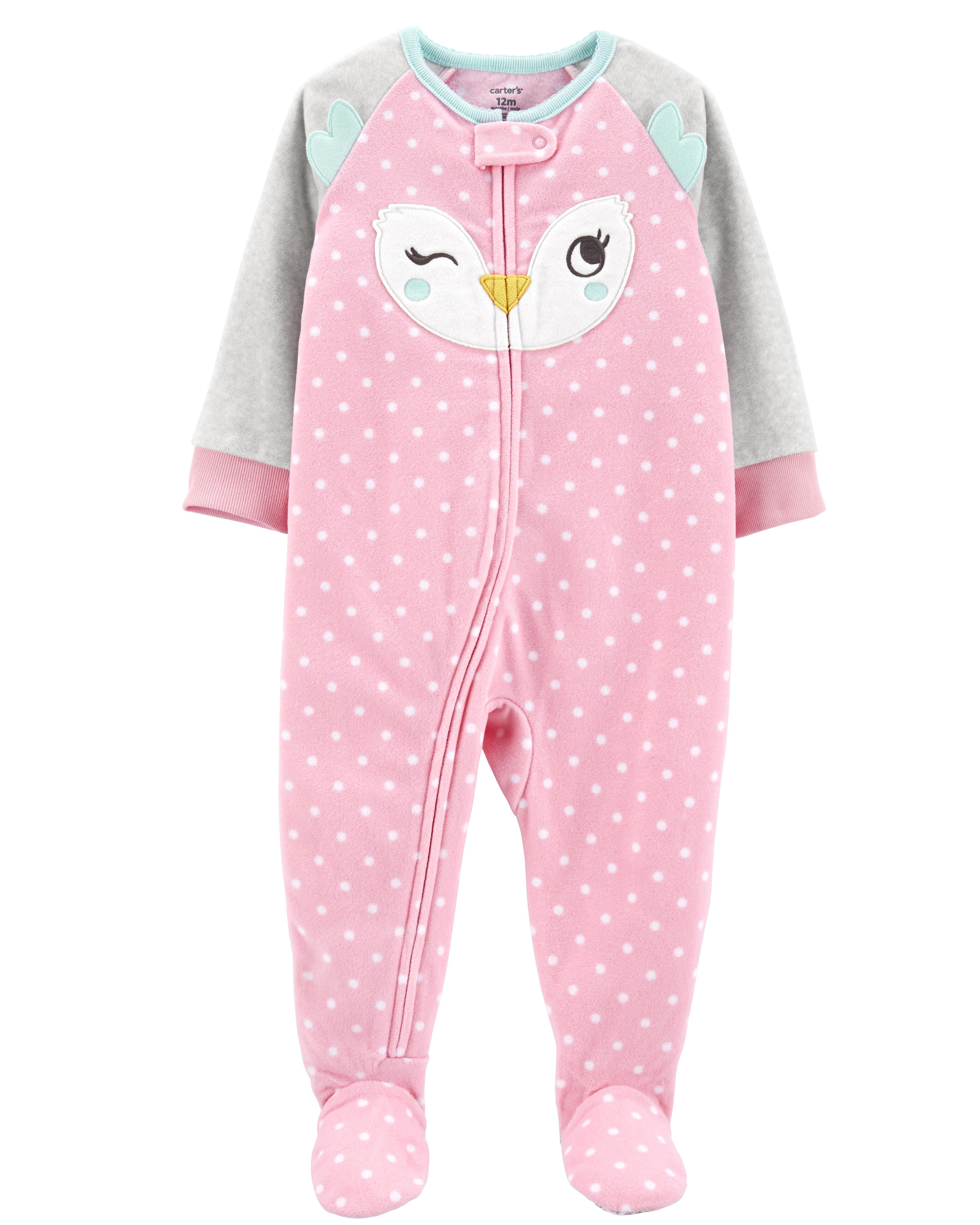 Carter/'s Girls Set Of 2 Fleece Zip Up Footed Pajamas 4T /& 5T NEW