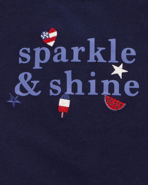 Product image 4 of Toddler 2-Piece Sparkle & Shine 4th Of July Tee & Twill Bow Shorts Set - Navy/Red