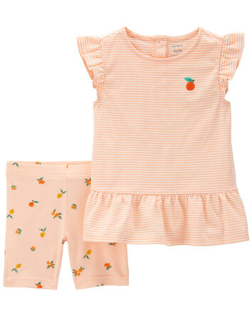 Toddler 2-Piece Peach Top & Bike Short Set