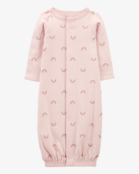 baby girl preemie rainbow cotton sleeper gown