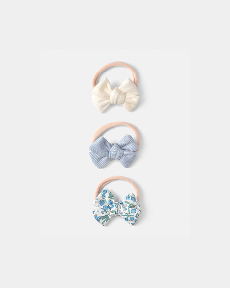 baby girl 3-pack bow headbands - blue