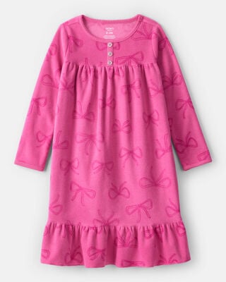 Girls 2-Piece Pink Peppermints Long-Sleeve Loose Fit Night Gown & Matching Doll Gown - Pink