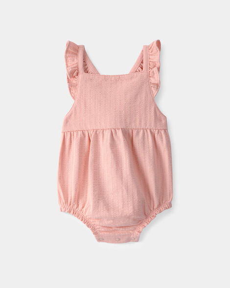 baby girl sleeveless bubble romper - pink