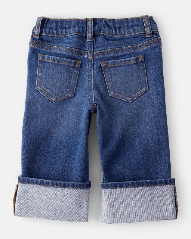 Product image 2 of Baby Girl Denim Wide-Leg Cuff Jeans - Blue