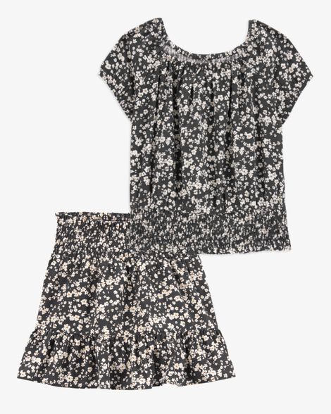  Product image 1 of Kid 2-Piece Square Neck Floral Top & Drawstring Skirt Set