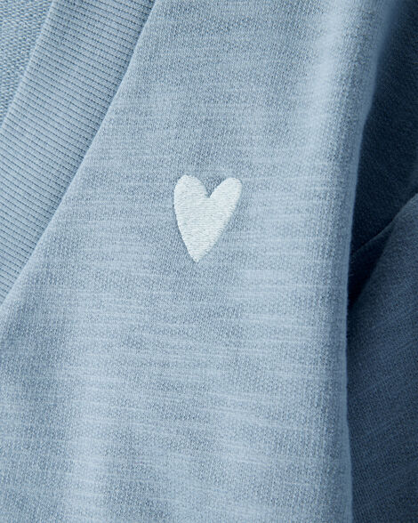Product image 2 of Toddler Girl Heart Cotton Long-Sleeve Cardigan Sweater - Blue